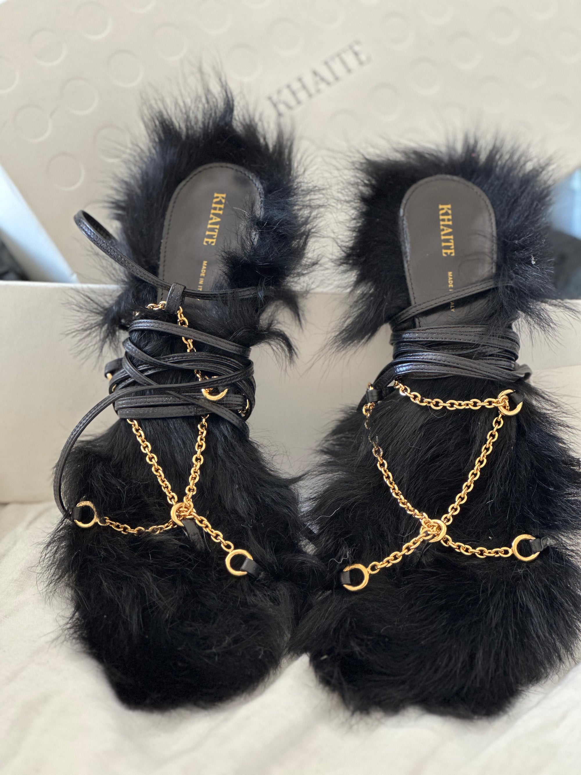 KHAITE Marion Strappy Chain Sandal Sz 37
